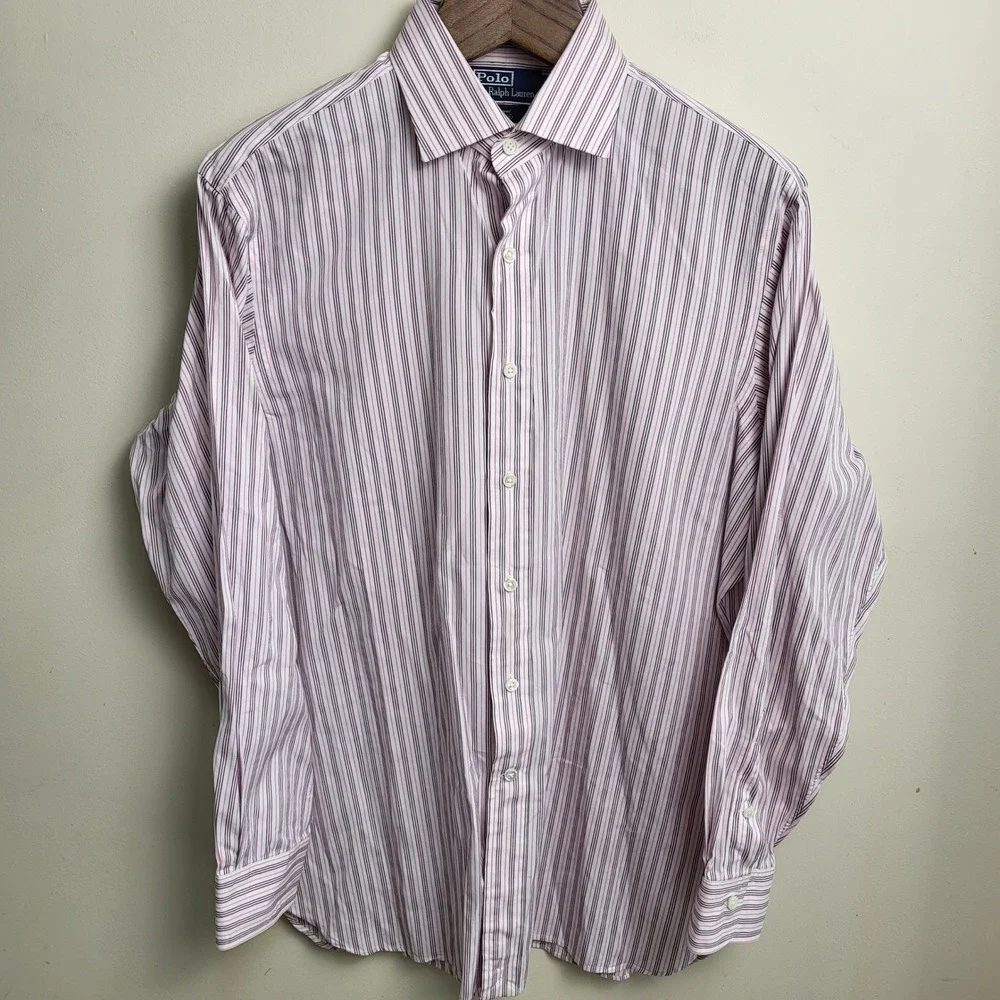 Polo by Ralph Lauren Mens 16.5 -34‎ Regent Classic Fit Striped Dress Shirt  Pony